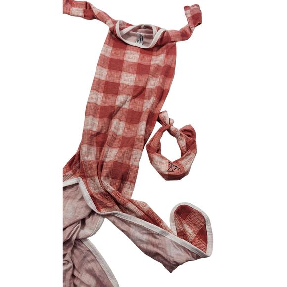 Copper pearl knotted gown retired color newborn w/ bow EUC open bottom soft - Picture 2 of 5